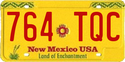 NM license plate 764TQC
