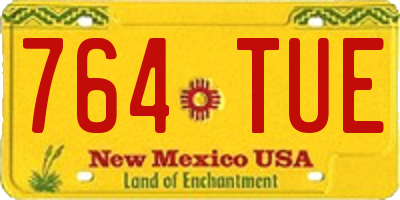 NM license plate 764TUE