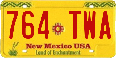 NM license plate 764TWA
