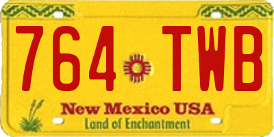 NM license plate 764TWB