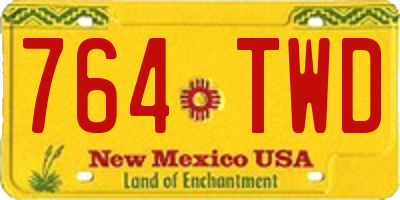 NM license plate 764TWD