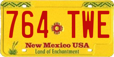 NM license plate 764TWE