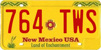 NM license plate 764TWS