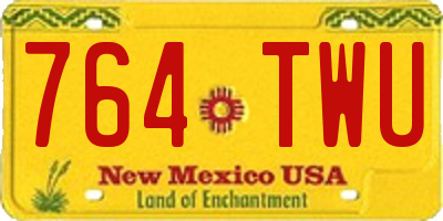 NM license plate 764TWU