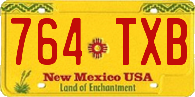 NM license plate 764TXB