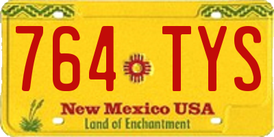 NM license plate 764TYS