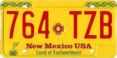 NM license plate 764TZB
