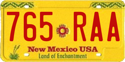 NM license plate 765RAA