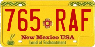 NM license plate 765RAF