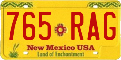 NM license plate 765RAG