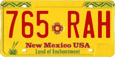 NM license plate 765RAH