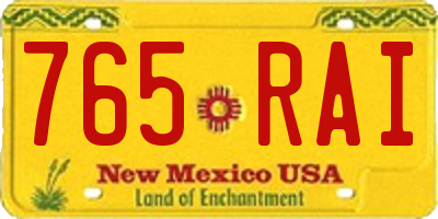 NM license plate 765RAI