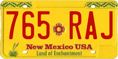 NM license plate 765RAJ