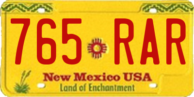 NM license plate 765RAR