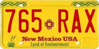 NM license plate 765RAX