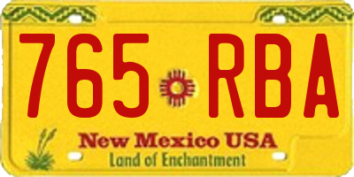 NM license plate 765RBA