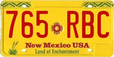 NM license plate 765RBC
