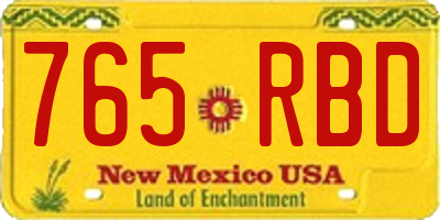NM license plate 765RBD