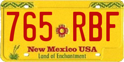 NM license plate 765RBF
