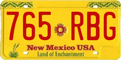 NM license plate 765RBG