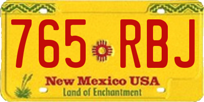 NM license plate 765RBJ