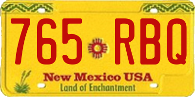 NM license plate 765RBQ