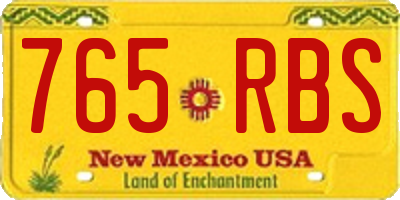 NM license plate 765RBS
