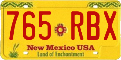 NM license plate 765RBX