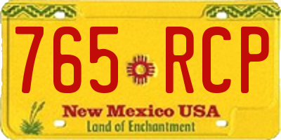 NM license plate 765RCP