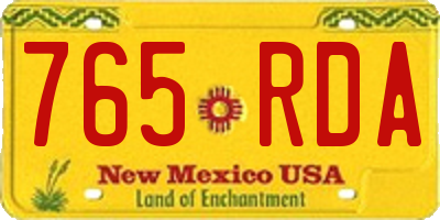 NM license plate 765RDA