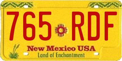 NM license plate 765RDF