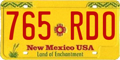 NM license plate 765RDO