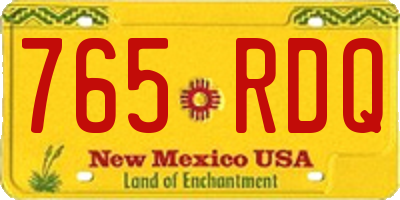 NM license plate 765RDQ