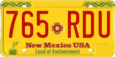 NM license plate 765RDU