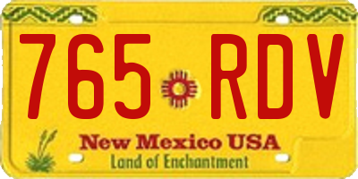 NM license plate 765RDV