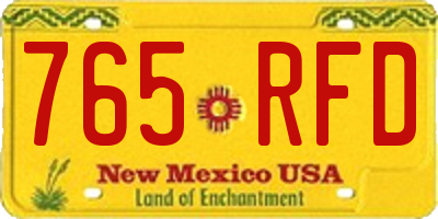 NM license plate 765RFD