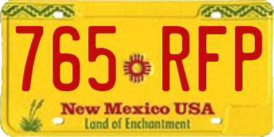 NM license plate 765RFP