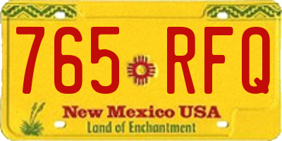 NM license plate 765RFQ