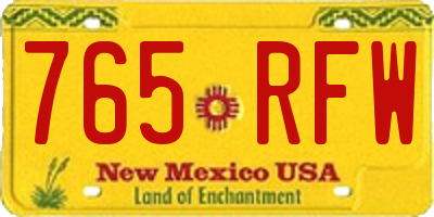 NM license plate 765RFW