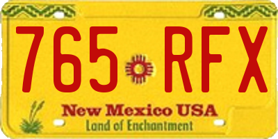 NM license plate 765RFX