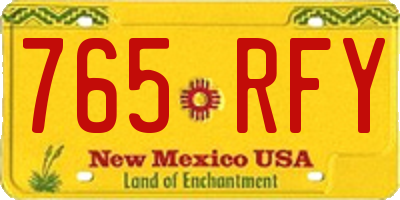 NM license plate 765RFY