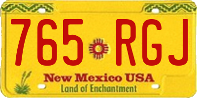 NM license plate 765RGJ