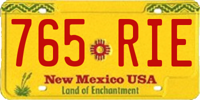 NM license plate 765RIE