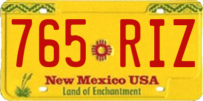 NM license plate 765RIZ