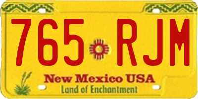 NM license plate 765RJM