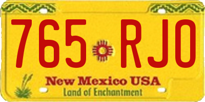 NM license plate 765RJO