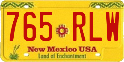 NM license plate 765RLW
