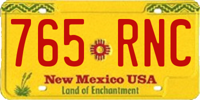 NM license plate 765RNC