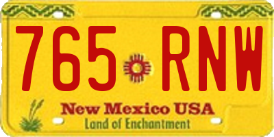 NM license plate 765RNW