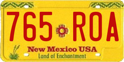 NM license plate 765ROA